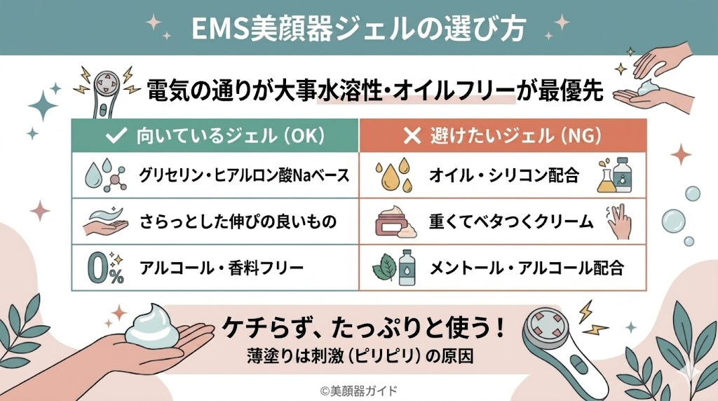 美顔器ジェルはドラッグストアで代用できる？【EMS】水溶性・オイルフリーを最優先に選ぶ