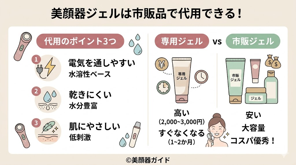 美顔器ジェルはドラッグストアで代用できる