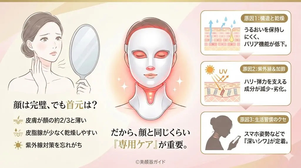 ヤーマンブルーグリーンマスクとカレントボディLEDマルチライトマスク-首元ケア