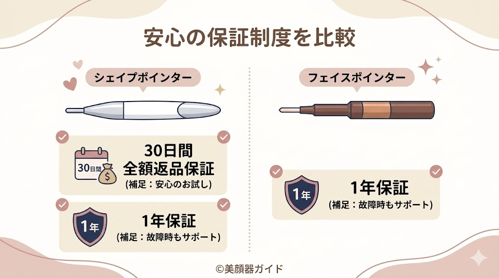 シェイプポインター-フェイスポインター-比較-保証内容