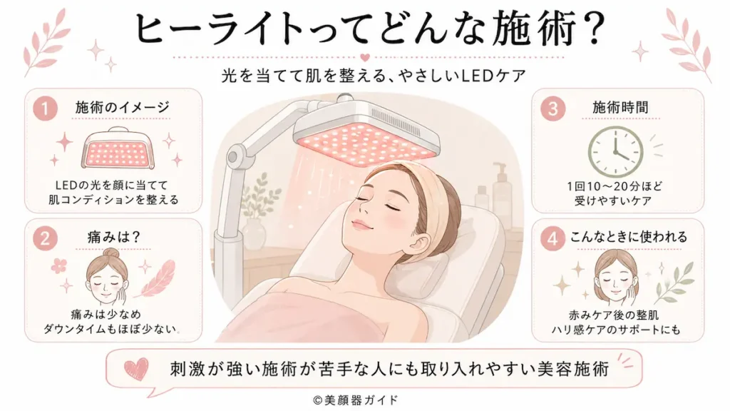 ヒーライトとは？LEDの光で肌を整える施術