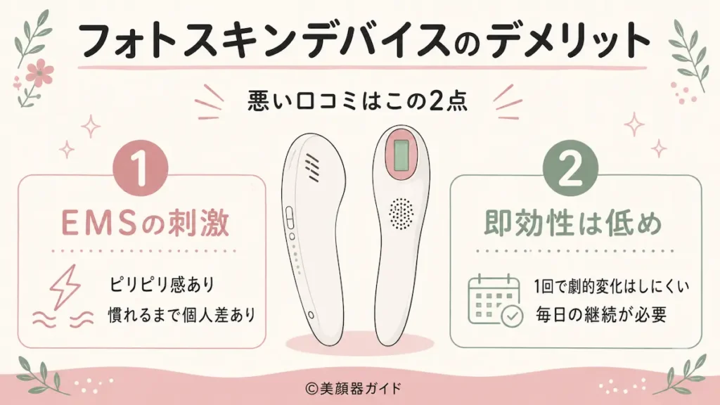 悪い口コミ評判はある？アンドクレアージュフォトスキンデバイスのデメリット