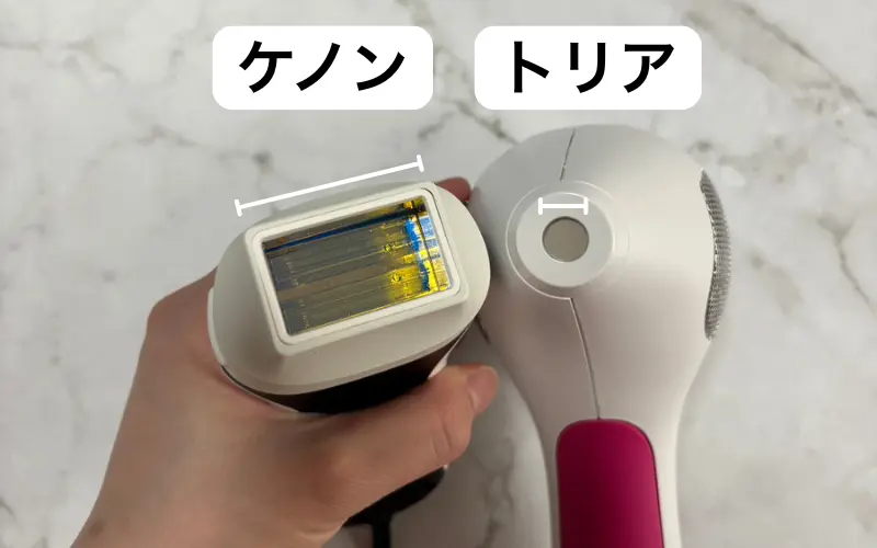 トリアとケノン-照射口のサイズを比較