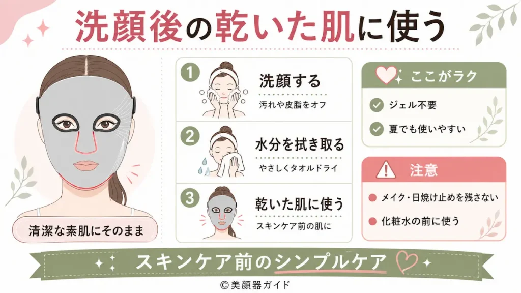 カレントボディ-夏-洗顔後、タオルドライした乾いた肌に使う