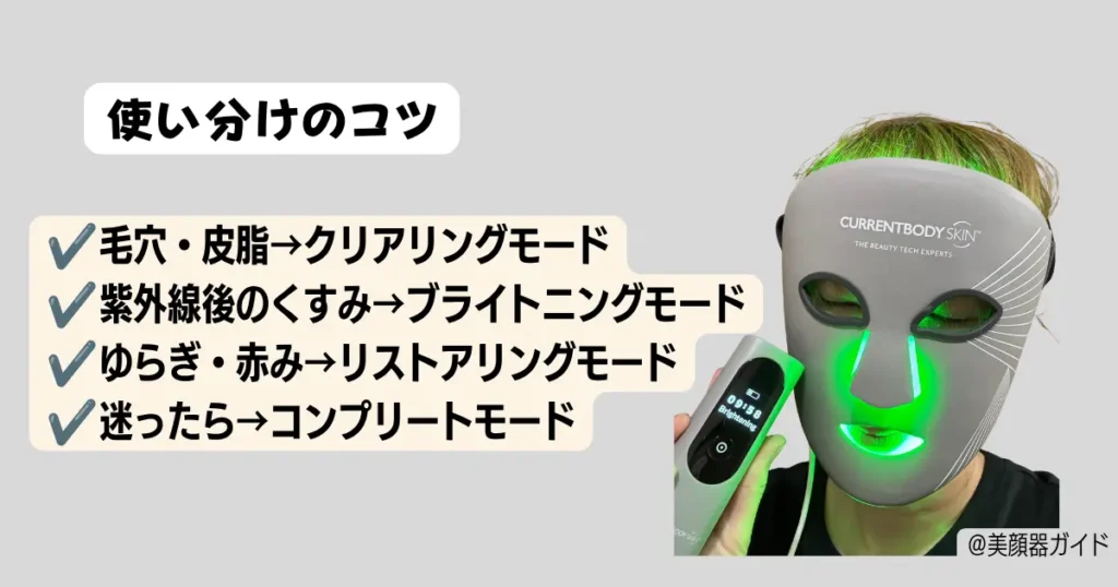 カレントボディマルチライトマスクの使い分けのコツ