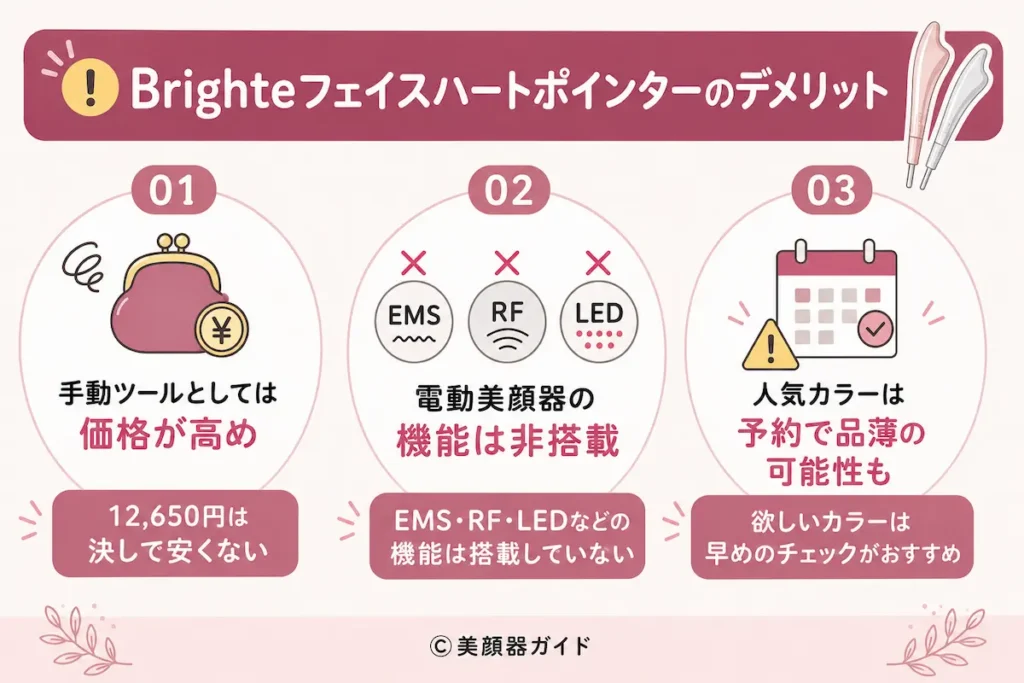 悪い口コミ評判はある？Brighteフェイスハートポインターのデメリット