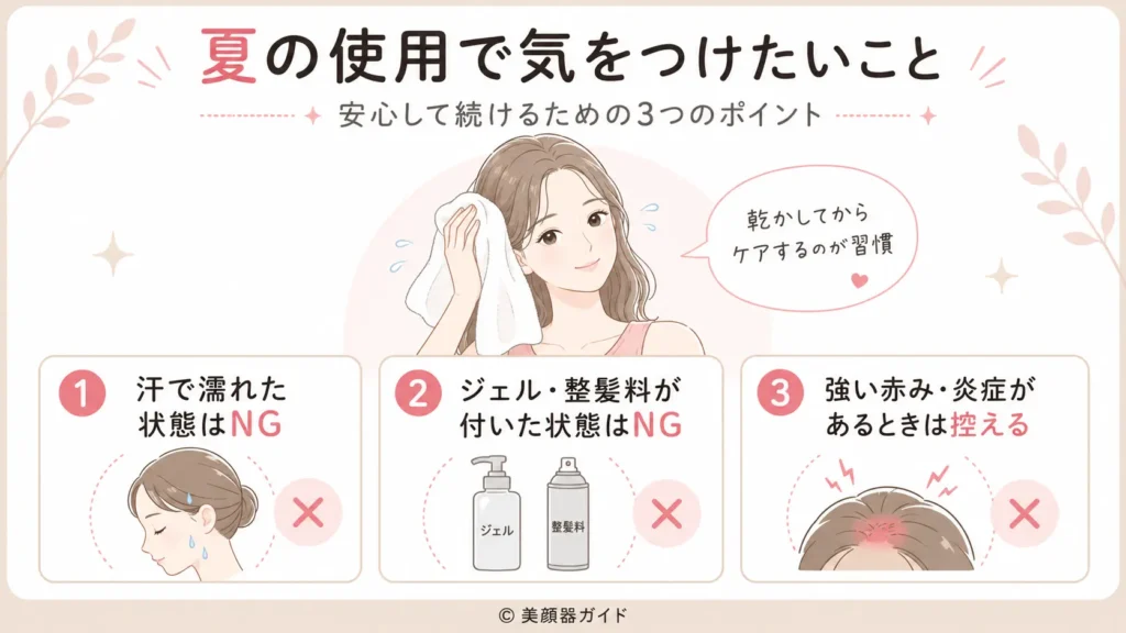 カレントボディ頭皮・頭髪ケアデバイス-夏に使うときの注意点