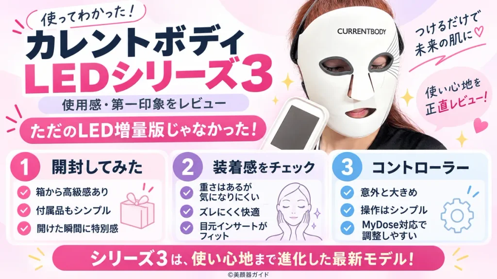 カレントボディLEDシリーズ3レビュー:装着感や開封時の印象、コントローラーの使い心地