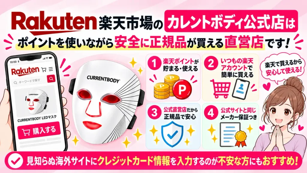 楽天市場のカレントボディ公式店で、ポイント利用や正規品保証などのメリット