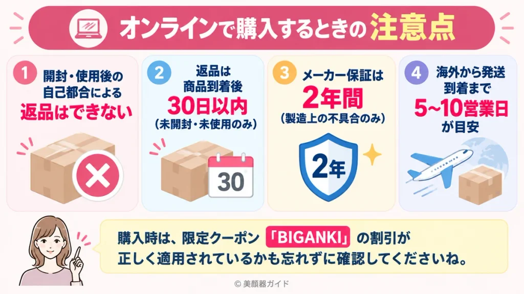 カレントボディ公式通販のクーポン・返品・保証・配送条件