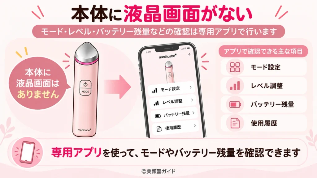 ブースターグロウの口コミ：液晶画面がなく専用アプリで確認が必要